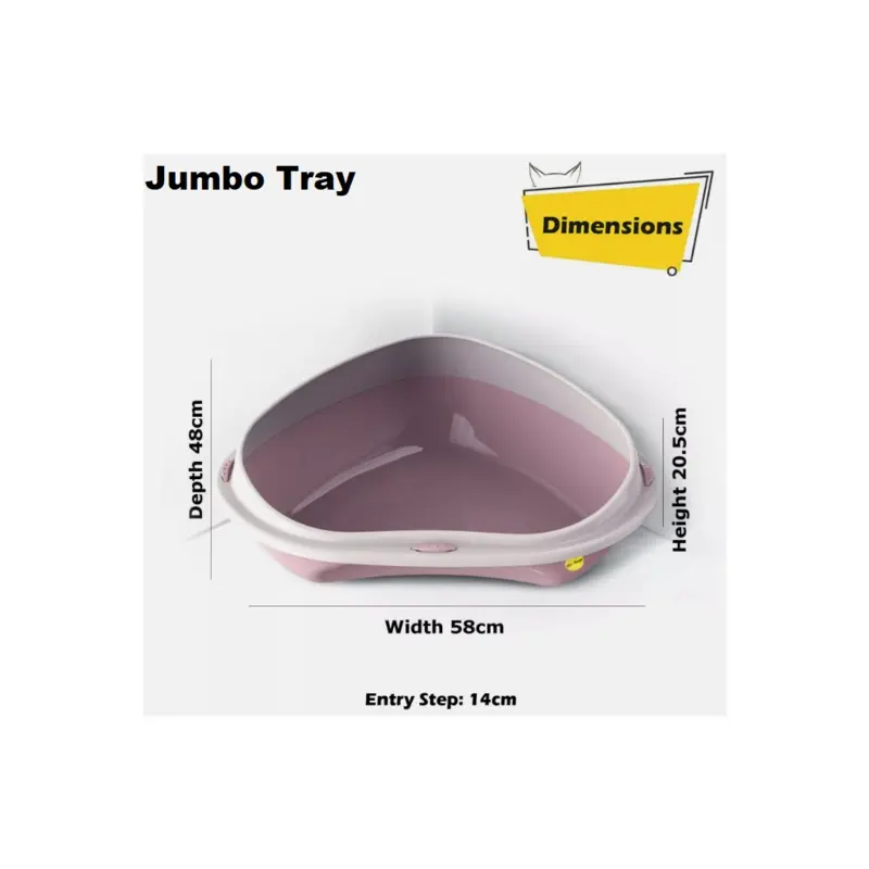 Pink ( Corner Jumbo Tray) Cat Corner Litter Tray Or Jumbo Rim Pet Open Large
