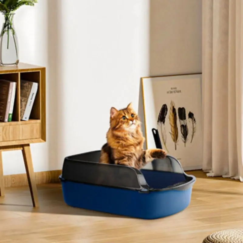 Thehotsale Blue Anti-Splashing Detachable Cat Litter Box Large