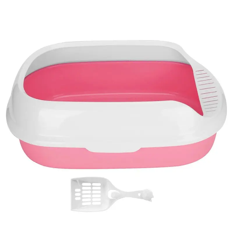 Pink SemiClosed Cat Litter Box Portable Toilet With Shovel For Cats And Dogs Small