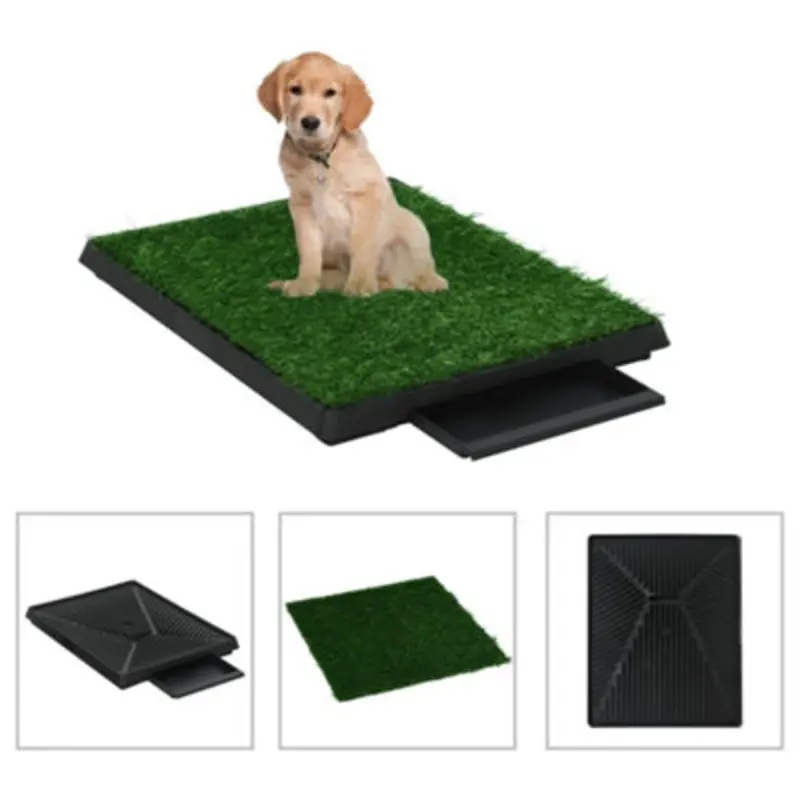Walplus Pet Toilet With Tray & Faux Turf 63X50x7 Cm Wc Green