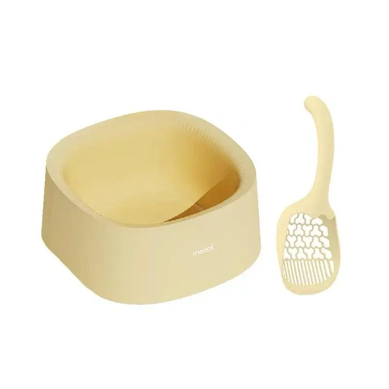 Meoof Yellow Cat Litter Tray With Scoop | Color: