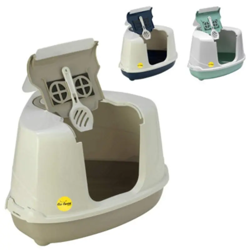 Cat Centre.direct Grey Cat Centre Corner Hooded Litter Tray