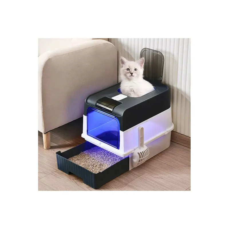 Living And Home Unisex Black Foldable Enclosed Cat Litter Box