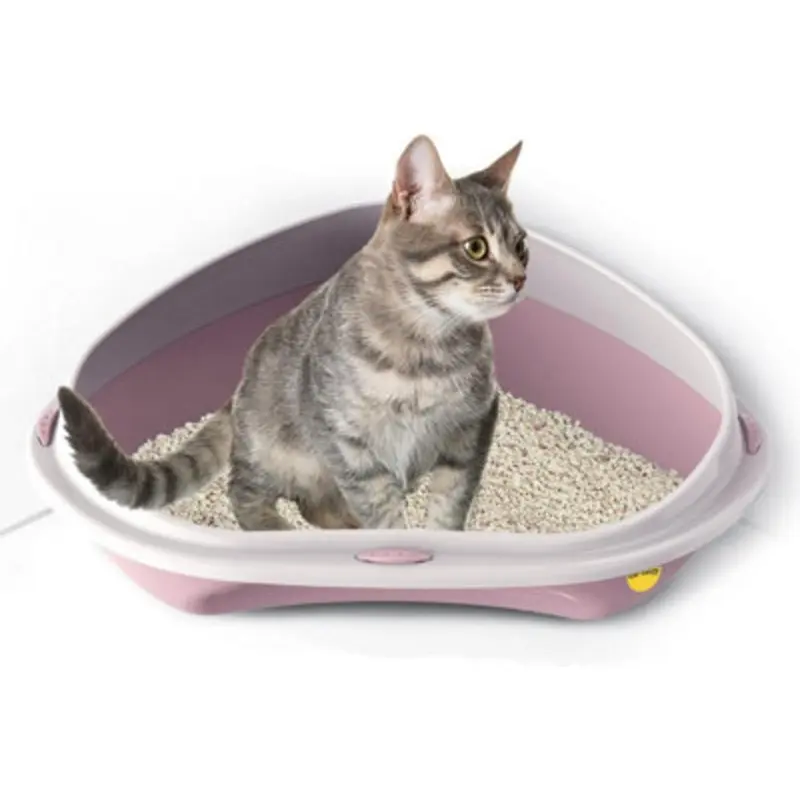 Cat Centre.direct Cat Centre Jumbo Corner Anti-Spillage Pet Tray With High Rim Pink