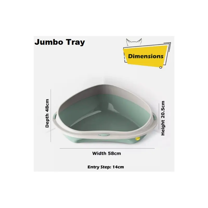 Green ( Corner Jumbo Tray) Cat Corner Litter Tray Or Jumbo Rim Pet Open Large