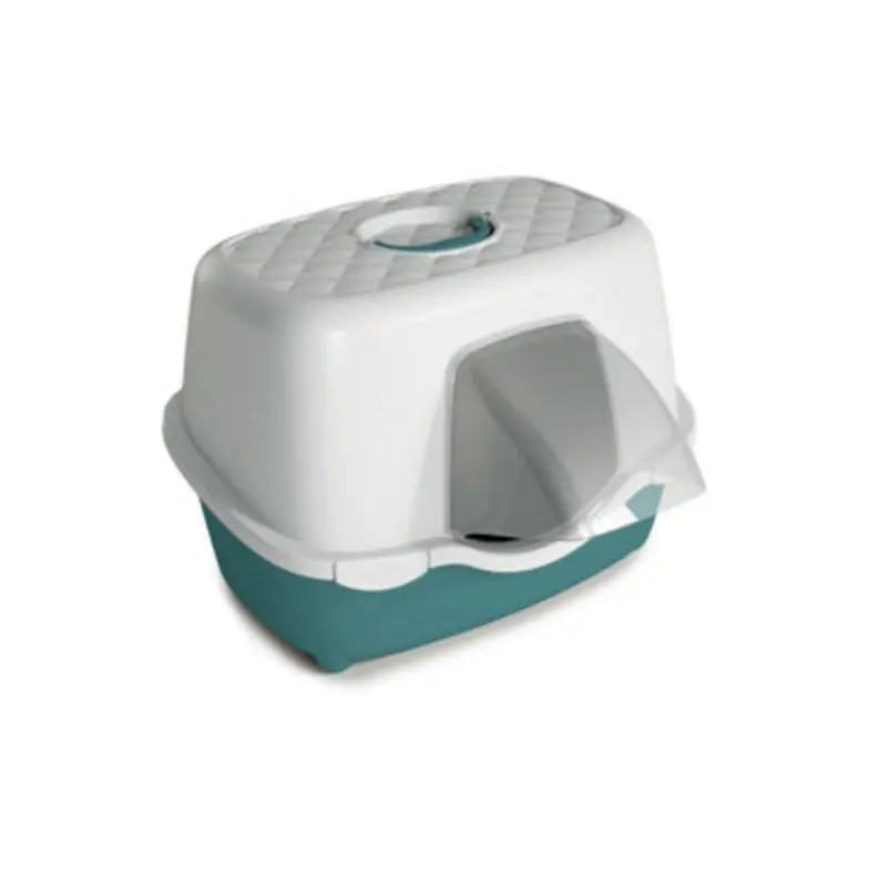 Stefanplast Tres Chic Outdoor Hooded Litter Tray - White/Green