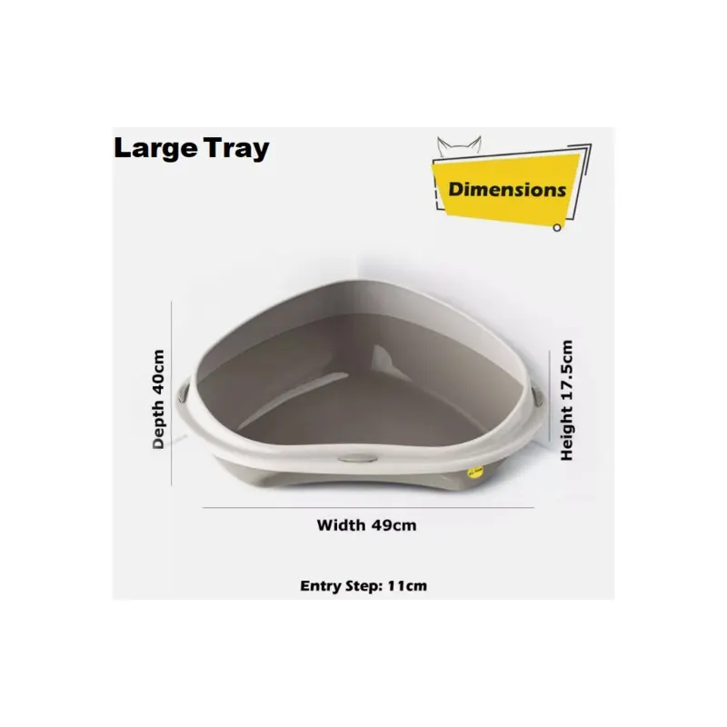 Grey ( Corner Tray) Cat Corner Litter Tray Or Jumbo Rim Pet Open Large