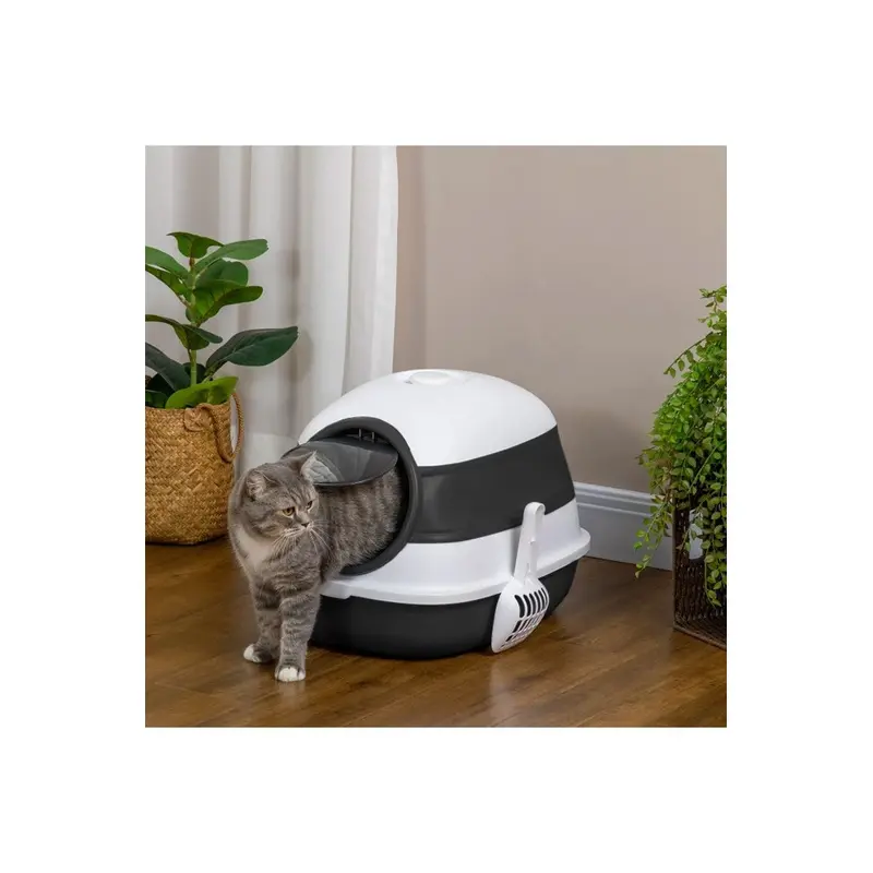 Living And Home Unisex Black Fully Enclosed Foldable Cat Litter Box