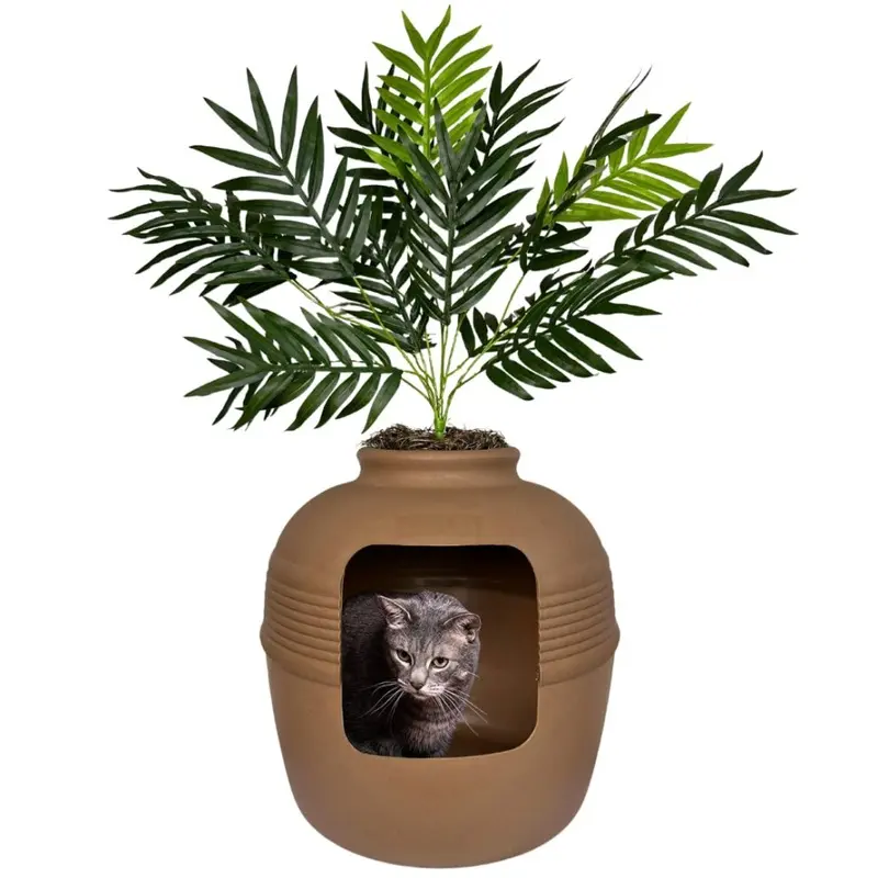 Good Pet Stuff Brown Mocha Hidden Litter Box Planter Base Kit For Cat Owners Large