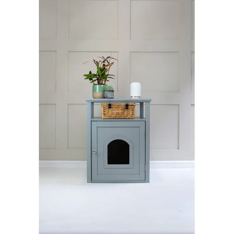 Lords & Labradors Unisex Grey Wooden Cat Washroom & Litter Tray