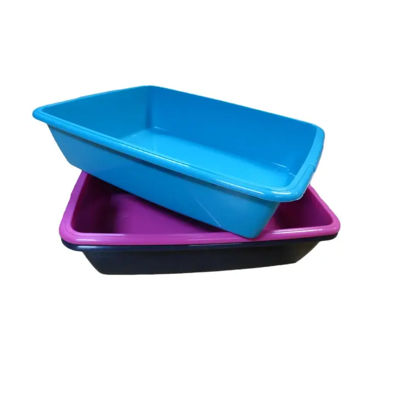 New Whitefurze 2X Cat Litter Tray Plastic Pet Toilet Training Litter Box 46Cm Large