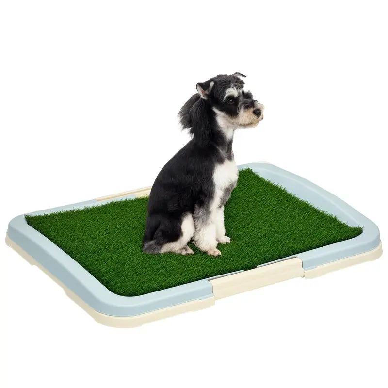 PawHut Dog Toilet Indoor w/Artificial Grass, Grid Panel, Tray, 63 x 48.5cm