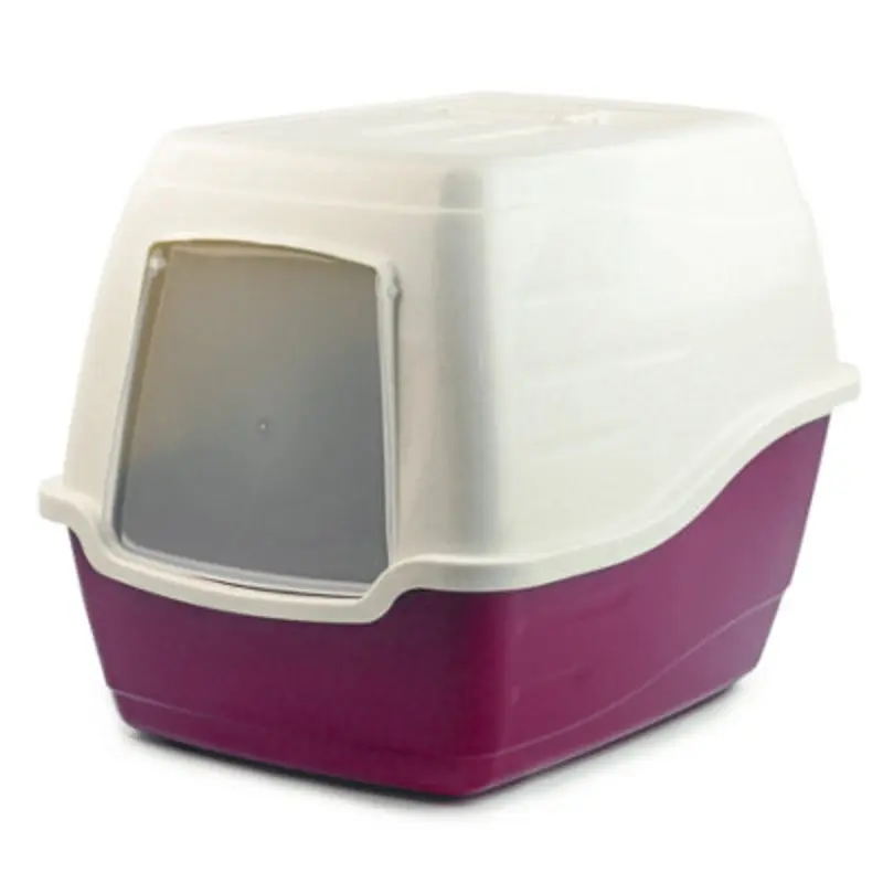 Kct Large Cat Litter Box/Tray/Pet Loo Enclosed Hooded Enclosure - Burgundy