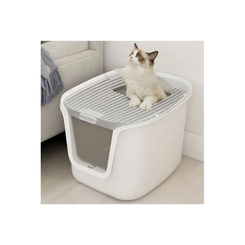 Living And Home Unisex Grey Enclosed Cat Litter Box With Scoop