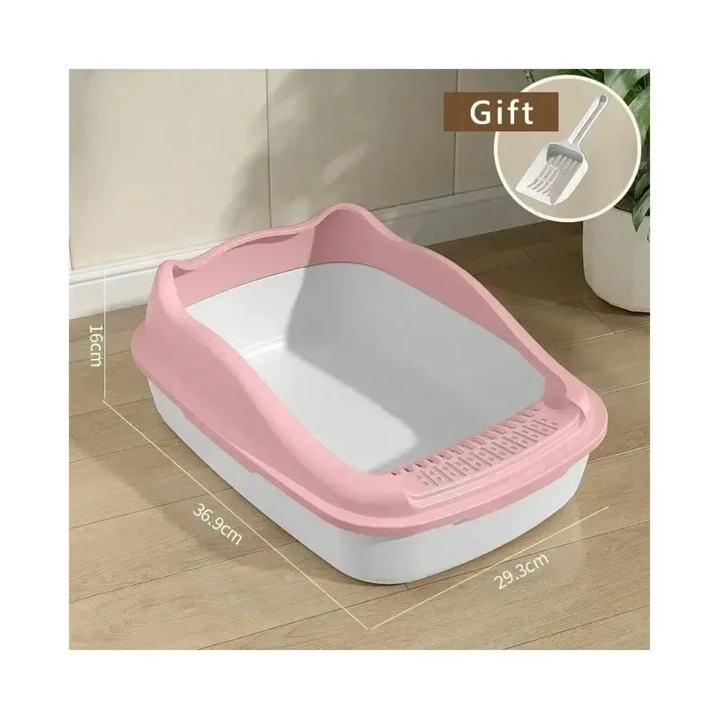 Playmc Pink (Pink) Cat Litter Box Pet Sandbox For Kitty Anti-Splash Cats Toilet Small