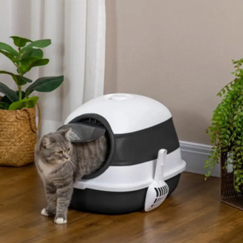 Thehotsale Black Hooded Cat Litter Box With Odor Filter Scoop Extra Large