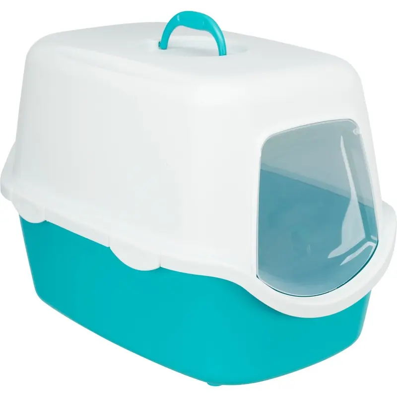 Trixie Vico Litter Tray With Hood For Cats - 40X40x56cm Turquoise/White