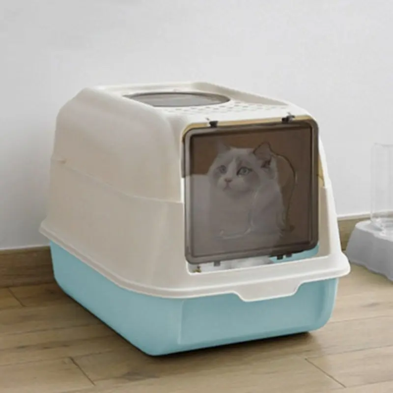 Living And Home Hooded Cat Litter Box Kitten Litter Tray Pet Loo With Scoop