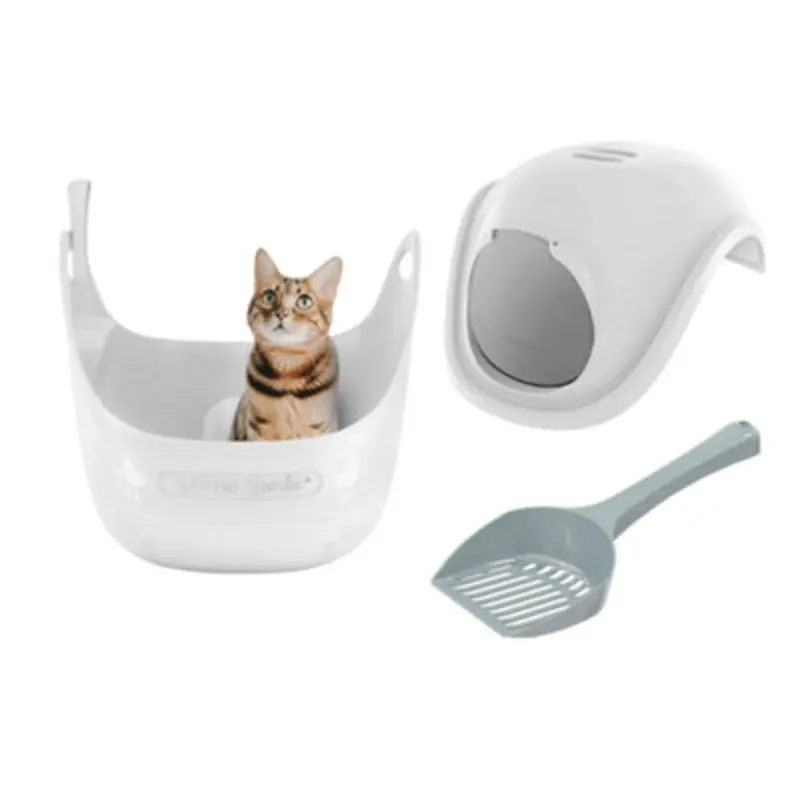 B&Q Litter Genie Cat Litter Box With Scoop And Box Hood White