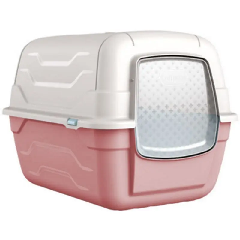 Cat Centre.direct Cat Centre Cat Large Hooded Litter Tray - Enclosed Box Pink
