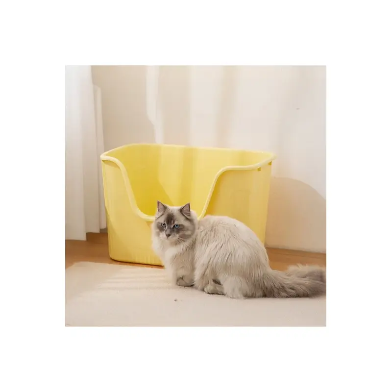 Living And Home Unisex Yellow Open Top Cat Litter Box With Scoop