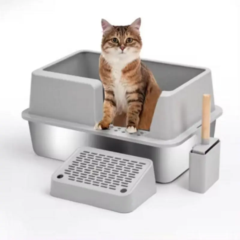 B&Q Montys Stainless Steel Cat Litter Tray With Side Step Small