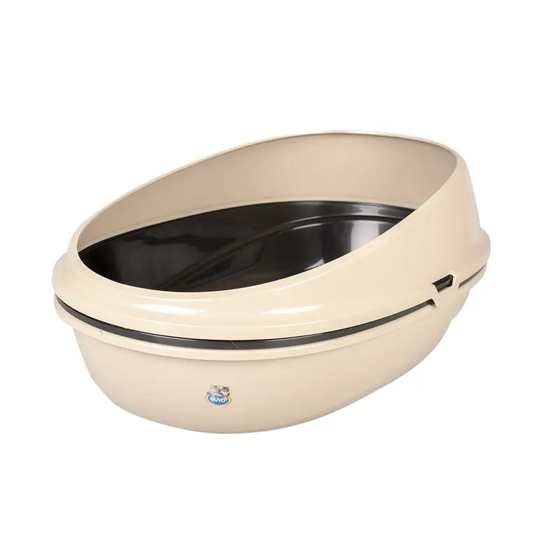 Duvoplus Beige Luxo Cat Litter Box With Rim And Strainer Small