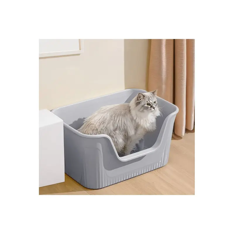 Living And Home Unisex Grey Open Top Cat Litter Box With Scoop