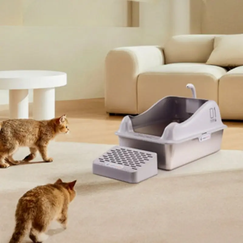 Thehotsale Large Stainless Steel Cat Litter Box 40Cm W X 60Cm D X 31Cm H Grey