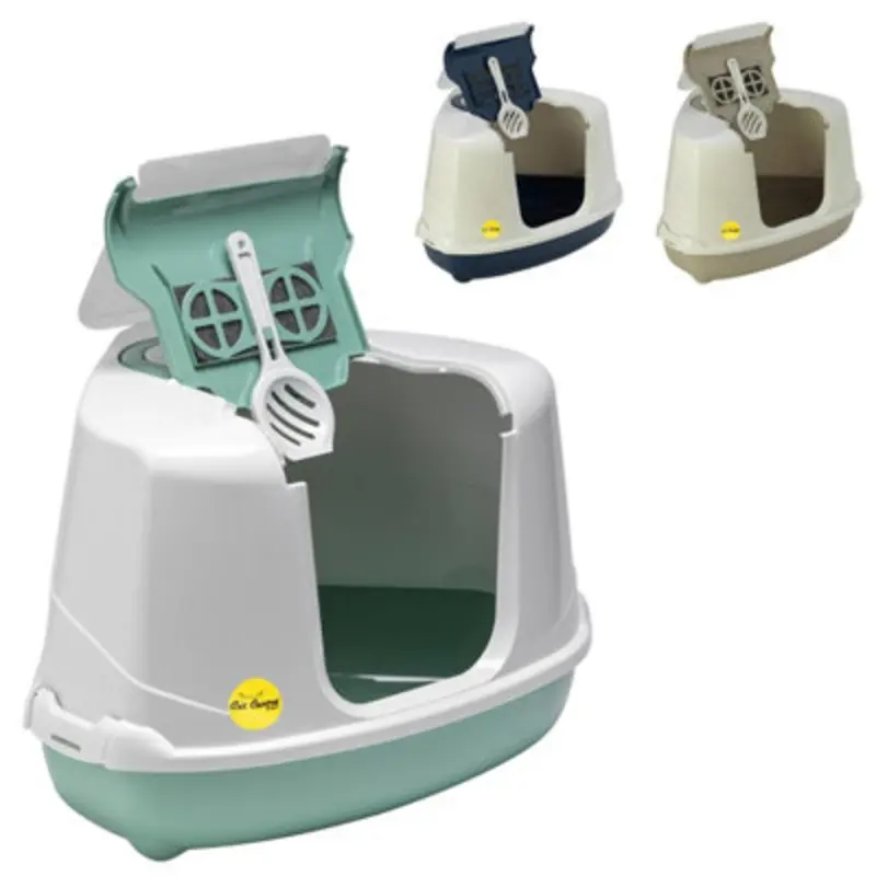 Cat Centre.direct Green Cat Centre Corner Hooded Litter Tray