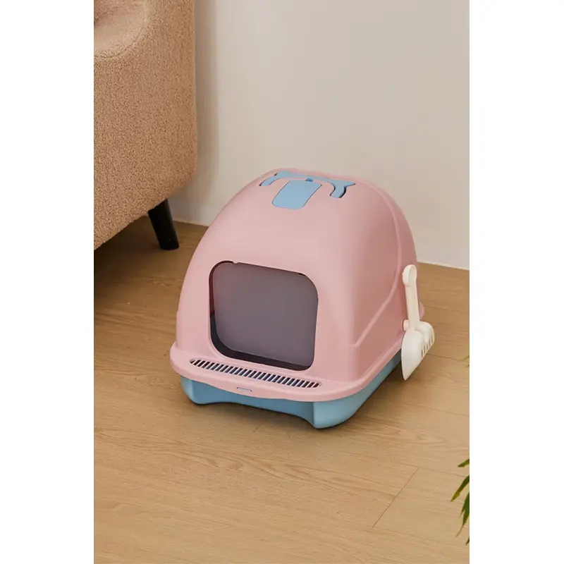 Living And Home Unisex Pink Durable Pp Foldable Cat Litter Box