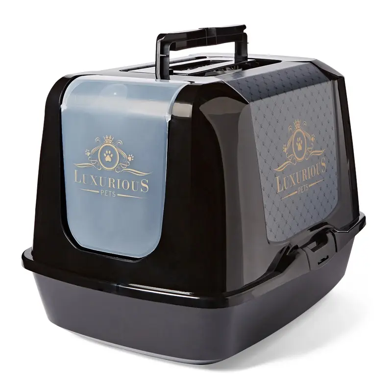 Pets At Home Luxurious Printed Hooded Cat Litter Tray Large