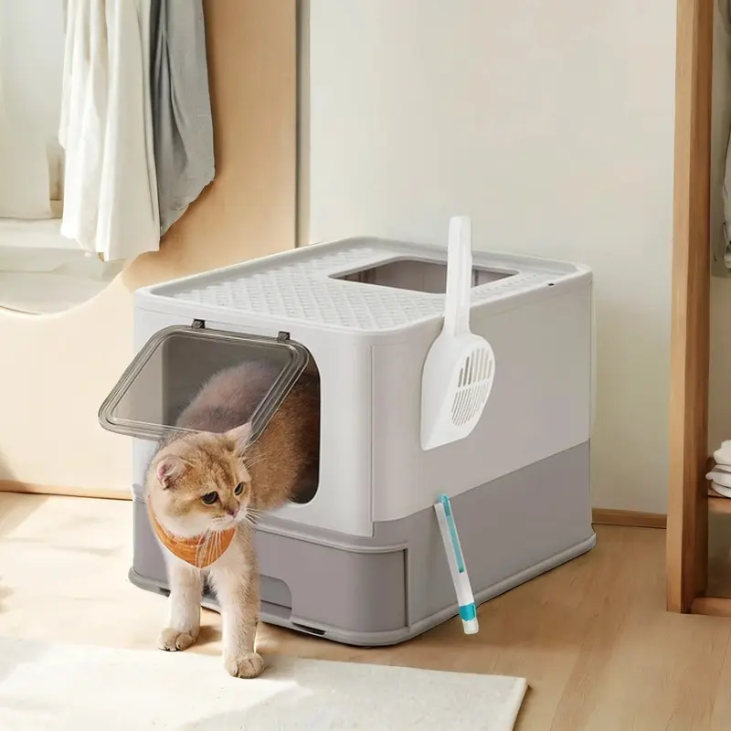 Anti-Leaking Hidden Cat Litter Box with Hood and Slide-Out Tray