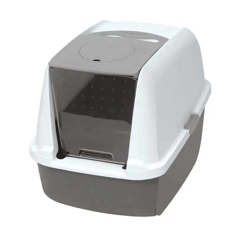 Catit Grey Hooded Litter Box With Airsift Filter System Large
