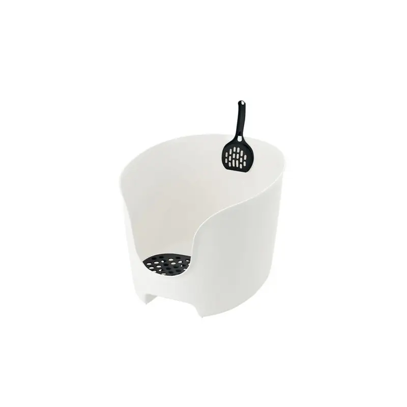 Richell White/Black 60021 Paw Trax High Wall Cat Litter Box