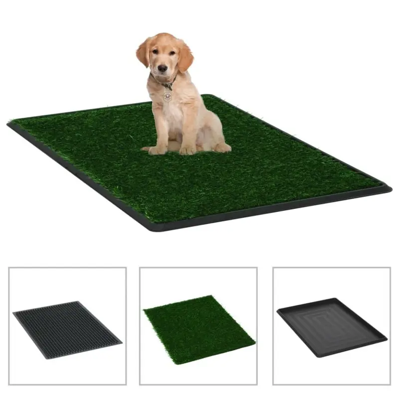 Vidaxl Green Pet Toilet With Tray Faux Turf 76X51x3cm Wc Dog Potty Puppy Mat