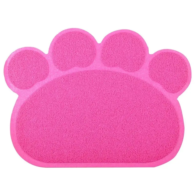 Dm Rose Red Paw-Shaped Cat Litter Tray Mat,60X45 Cm (Rose Red) Large