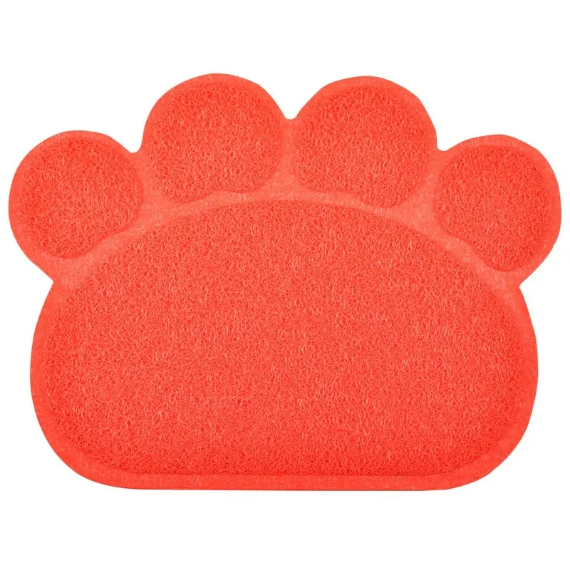 Dm Scarlet Paw-Shaped Cat Litter Tray Mat, 40X30 Cm (Scarlet)