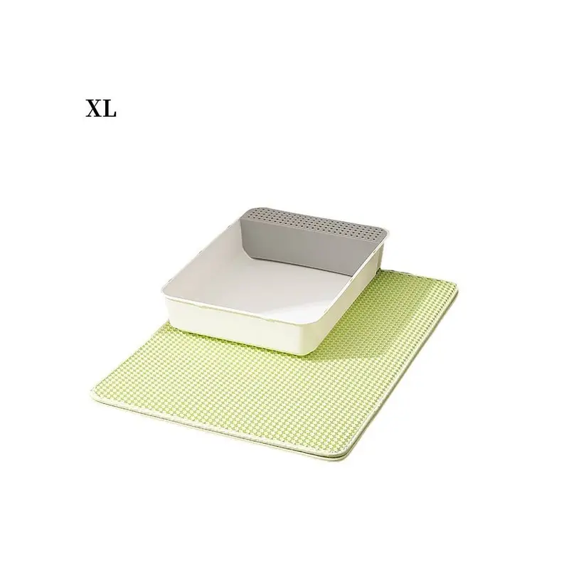 Green (, Xl) Litter Doublelayer Cat Mat Waterproof Anti Slip Splash Tray Pad Eva Rug Pet