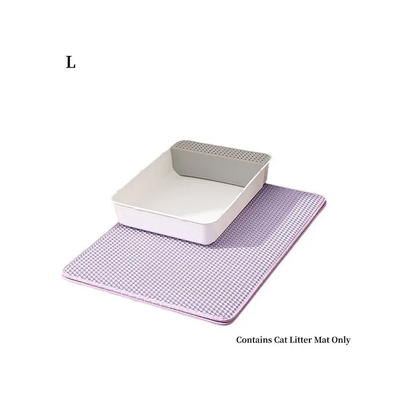 Purple (, L) Cat Doublelayer Litter Mat Waterproof Anti Slip Splash Tray Pad Pet Rug Eva