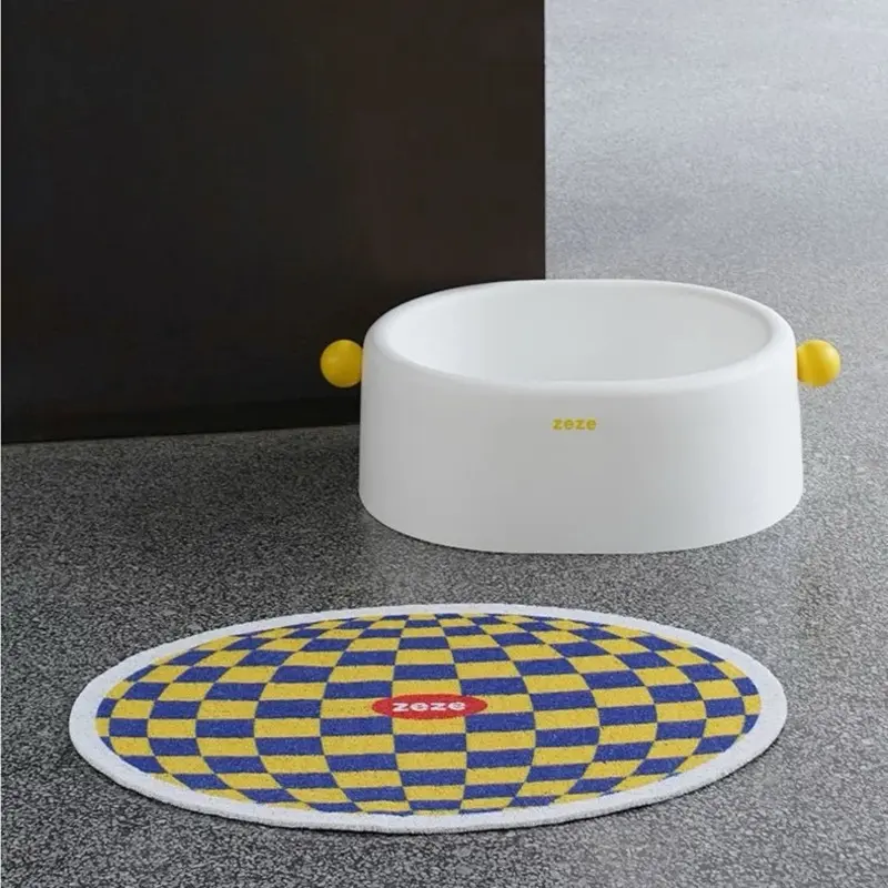 Zeze Yellow Abstract Plaid Mat | Color: 60Cm