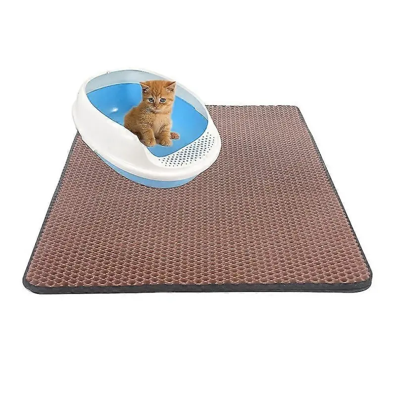 Brown (, 30X30cm) Double Layer Honeycomb Cat Litter Trapper Mat Pet Dog Pad Cushion Rug