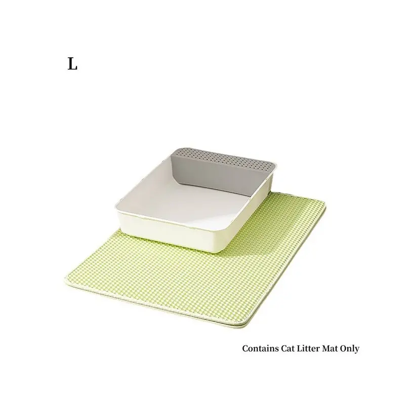 Green (, L) Cat Doublelayer Litter Mat Waterproof Anti Slip Splash Tray Pad Pet Rug Eva
