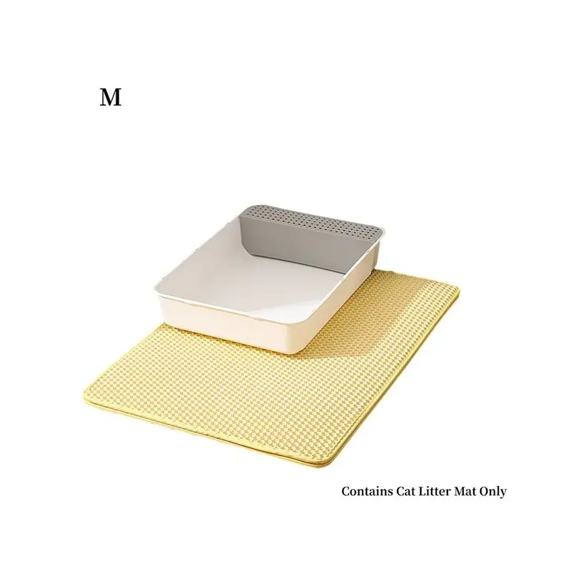 Yellow (, M) Doublelayer Litter Cat Mat Waterproof Anti Slip Splash Tray Pad Eva Pet Rug