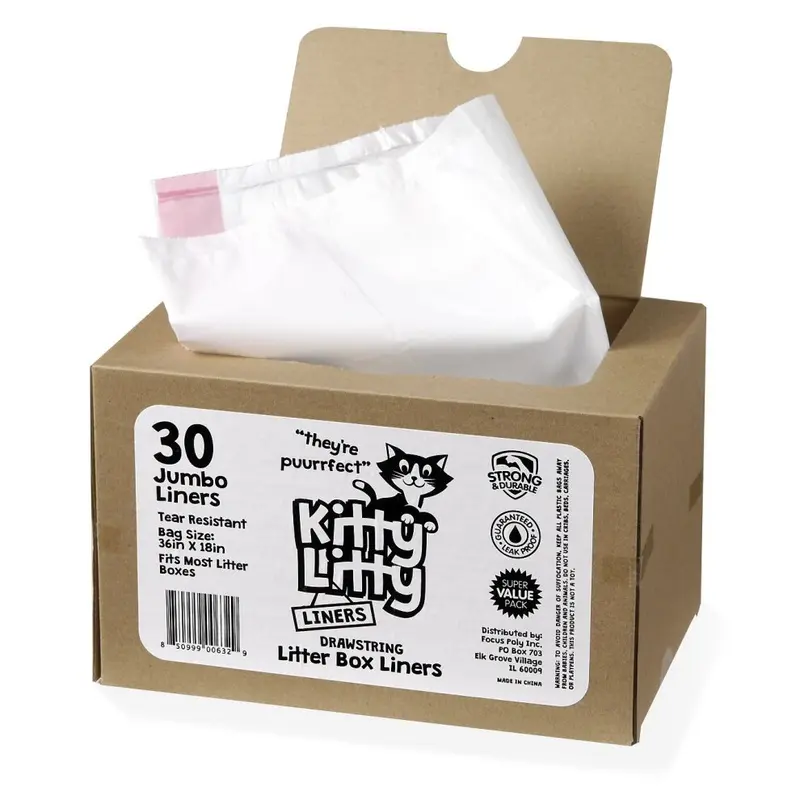 Kitty Litty Cat Litter Box Liners Count Drawstring Kitten Waste Bag Size 30