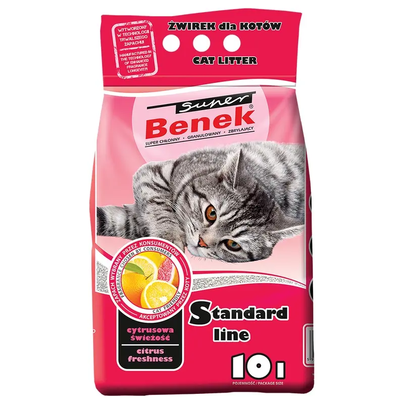 Benek Super Citrus Freshness Cat Litter - 10L (Approx. 8Kg)