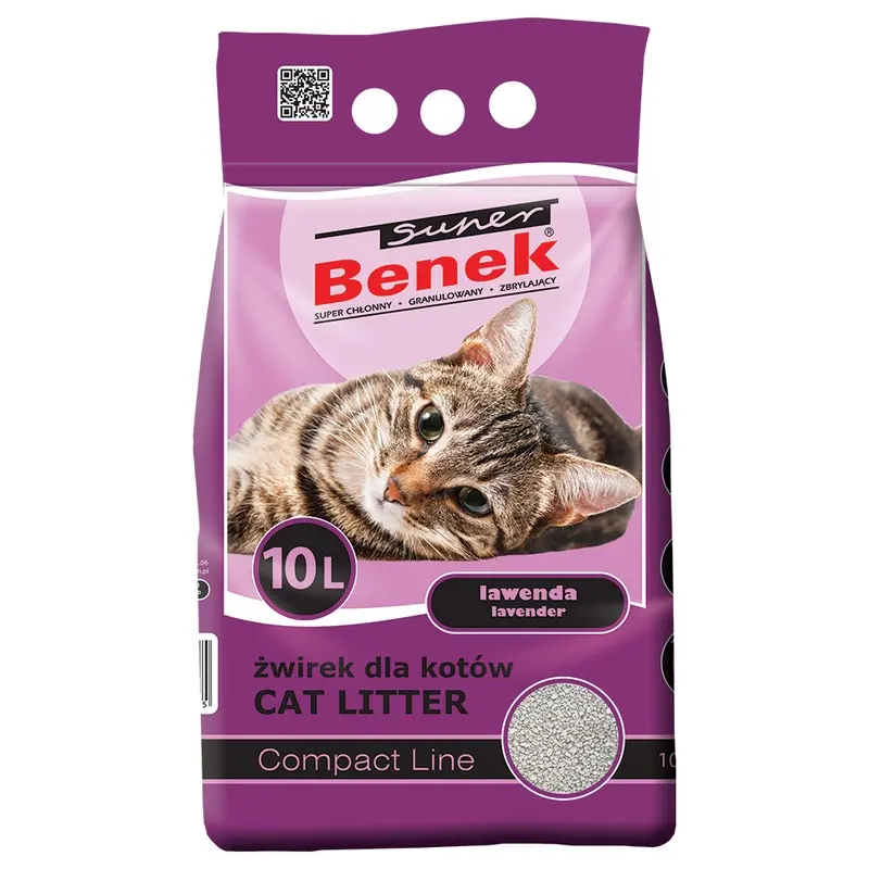 Benek Super Compact Lavender Cat Litter - 10L (Approx. 8Kg)