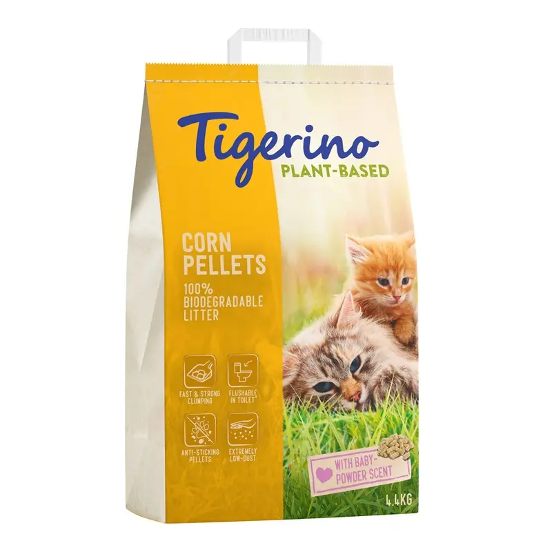 Tigerino Plant-Based Litter Corn Pellets - Baby Powder Scent - 7L
