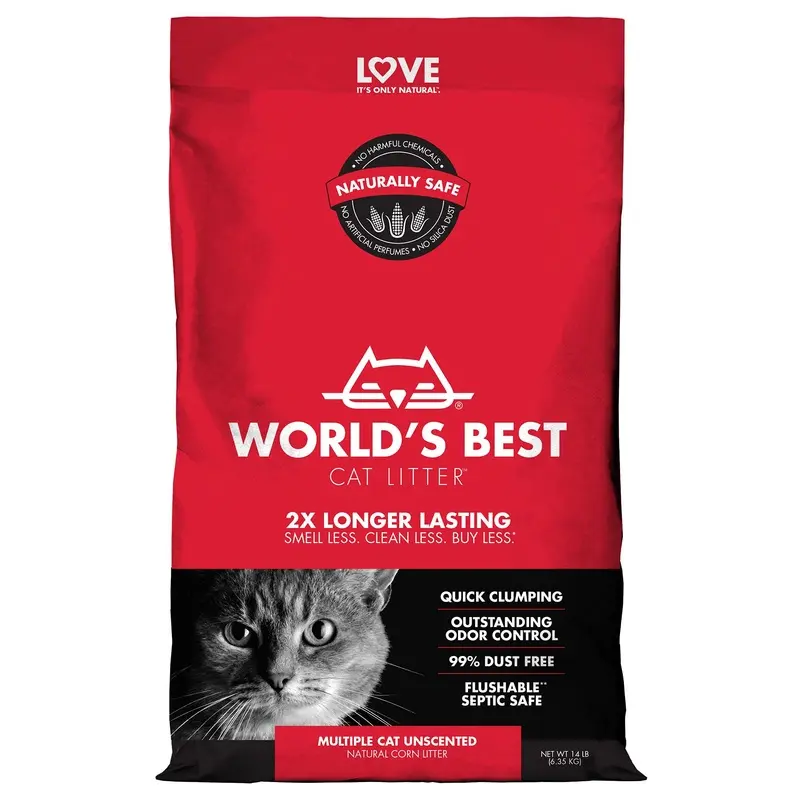 Worlds Best Cat Litter 14lb (6.36kg) Multiple Cat Unscented