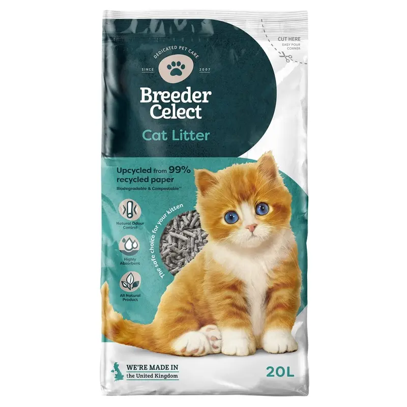 Breedercelect 99 Percent Recycled Paper Cat Litter, 20 Large
